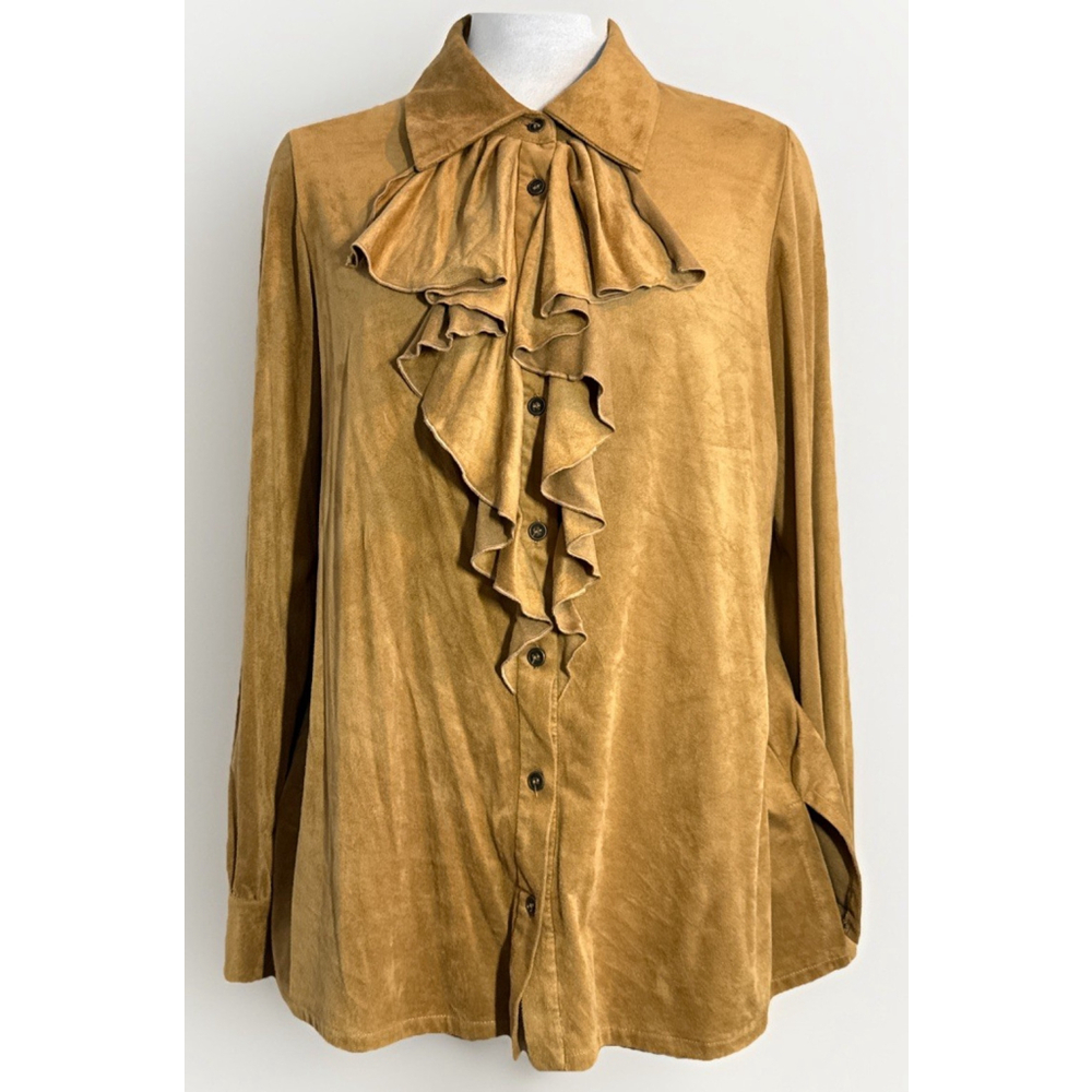 Simonton Says Ruffle Button Up LS Cowgirl Western Shirt Women’s Size Medium